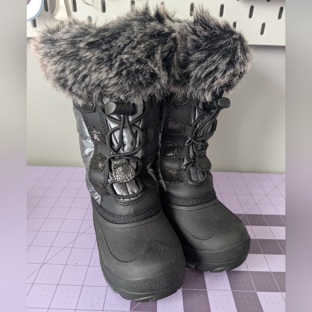 Kamik Snow Gypsie silver Winter Snow Boots with Faux Fur Trim Toddler Size 10